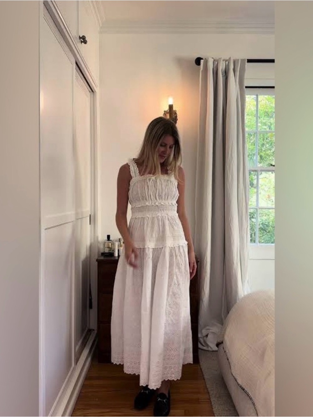 Gap Dress Womens XL White Eyelet Cotton Midi Boho Lace New
